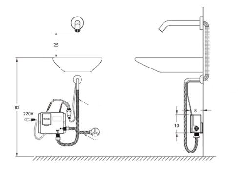 Robinet à induction mural noir robinet automatique d'évier de salle de bain à induction Faucet RB0170